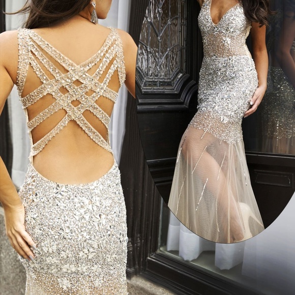 Jovani Silver Nude 90736 Size 2 - Picture 5 of 5